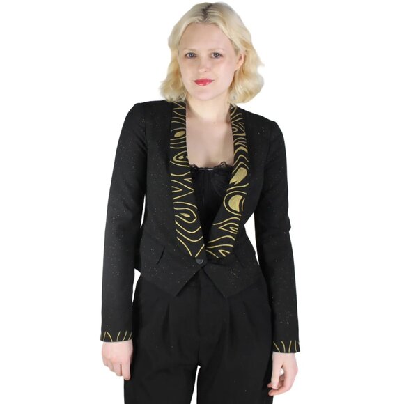 Desperately Seeking 80s Pyramid Style Size XS/Small Black Glitter Susan Jacket - Picture 5 of 9